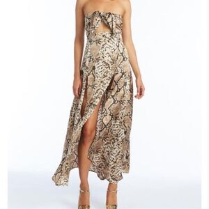 Lioness Adrianne Strapless Snake Print Maxi Dress